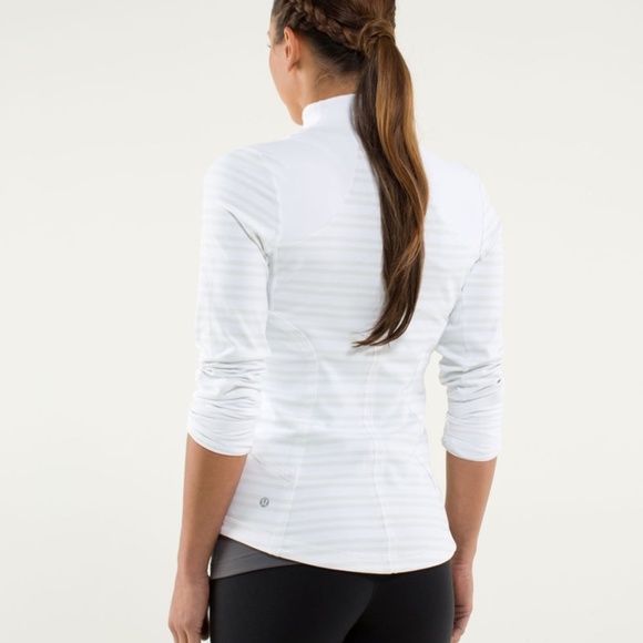 Lululemon Forme Jacket Twin Stripe Nimbus/White Size 4 - Picture 2 of 6